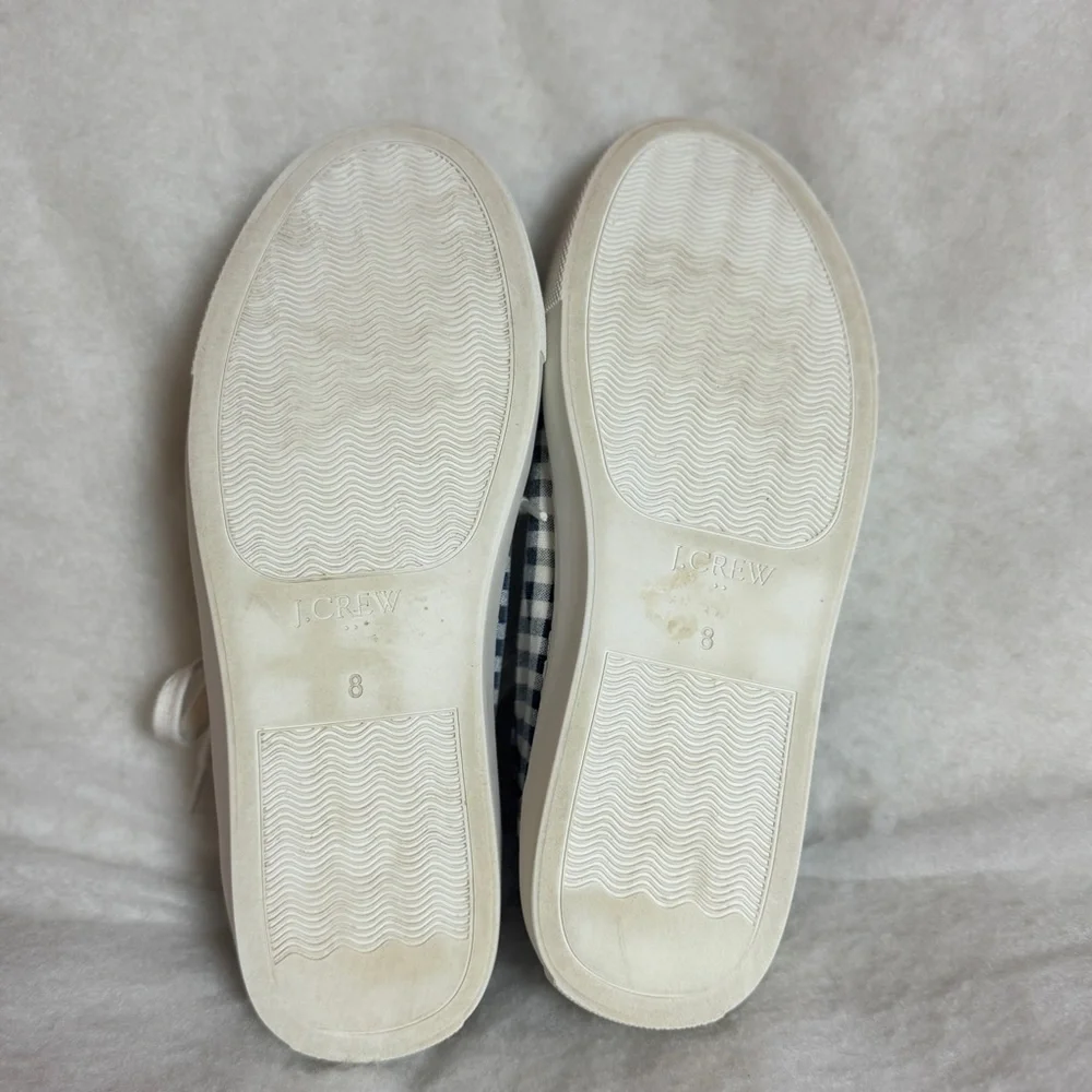 J. Crew Blue‎ and White Gingham Plaid Sneakers Womens Size 8, Preloved